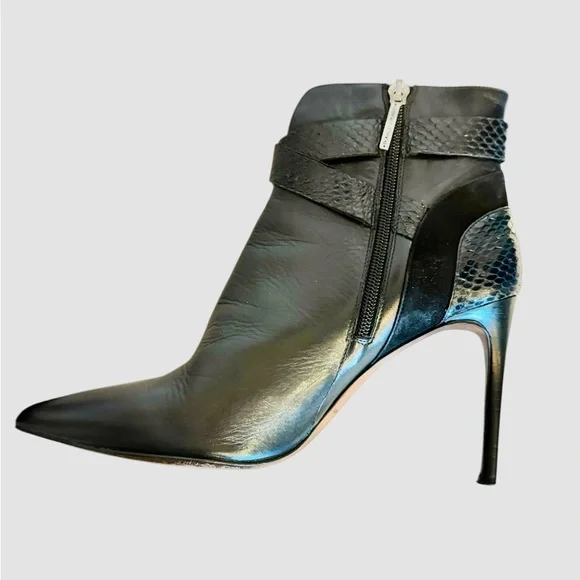 ✨ Donald J Pliner Polina Black Leather/Suede/Python Ankle Boots – Size 10 ✨ - Picture 7 of 16
